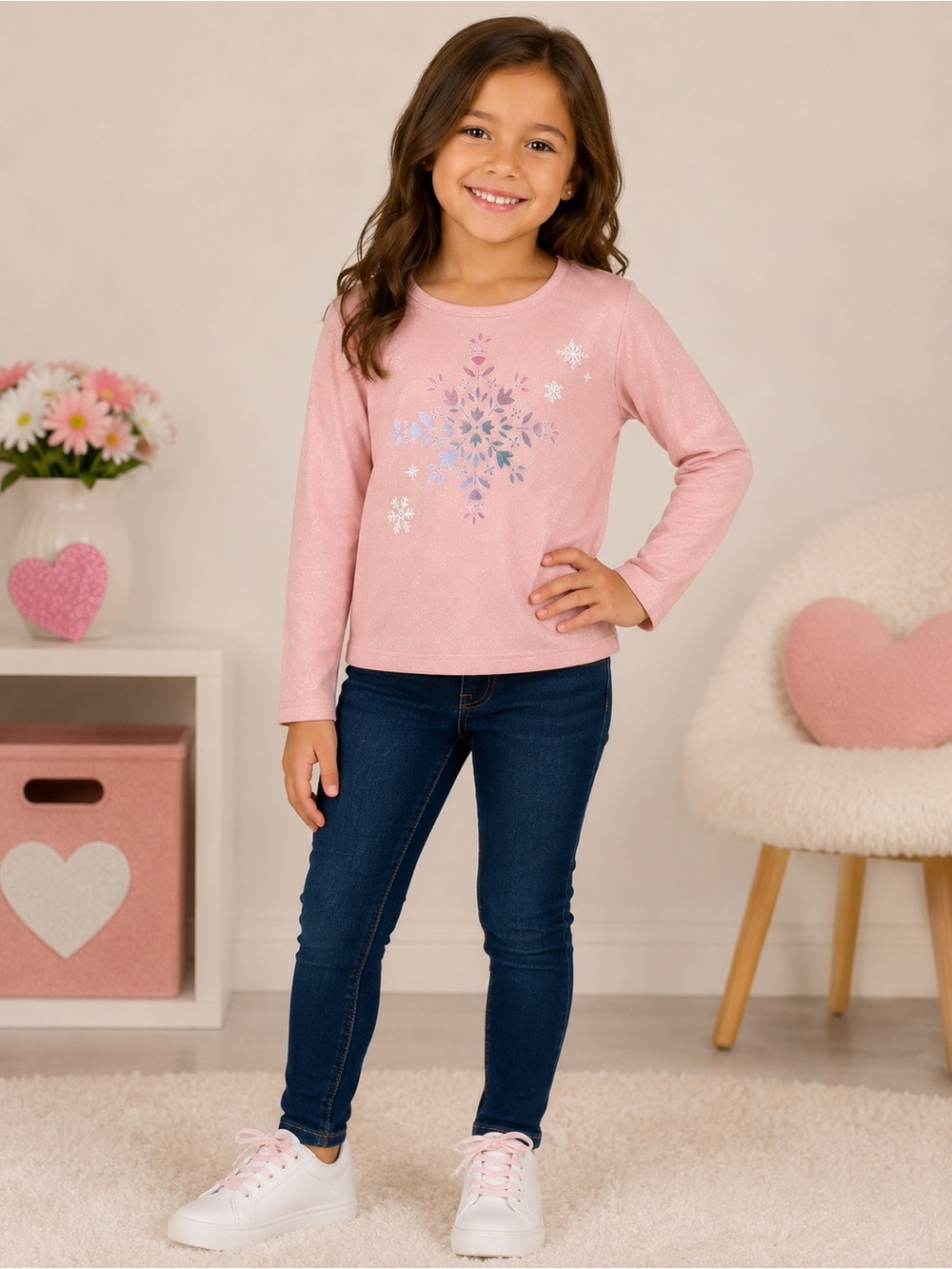 Carter's Pink Long-Sleeve Snowflake Tee